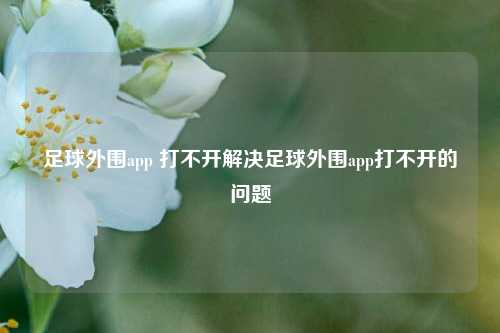 足球外围app 打不开解决足球外围app打不开的问题