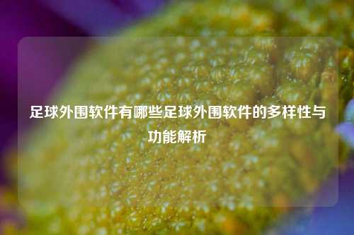 足球外围软件有哪些足球外围软件的多样性与功能解析