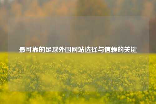 最可靠的足球外围网站选择与信赖的关键